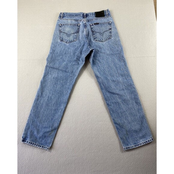 Harley Davidson Jeans Mens 31x29 Blue Denim Light Wash Straight Stains Tag 33x30 - Picture 2 of 16